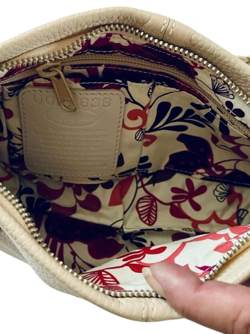 EUC Brighton Cream White Pebbled Leather Shoulder Bag Braided